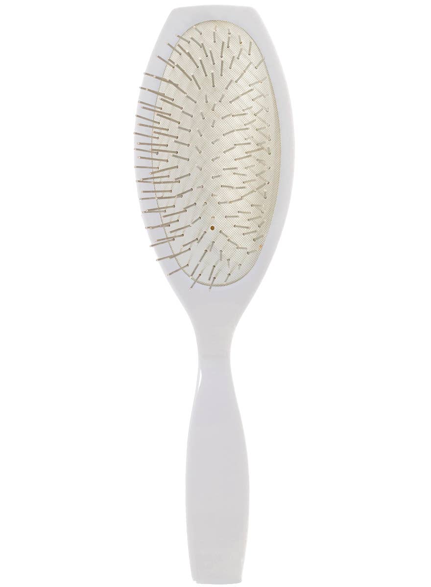 White Handle Wig Brush With Metal Teeth