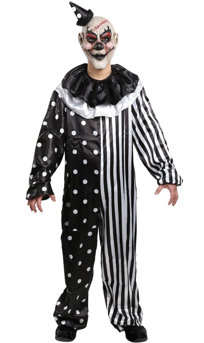 Men's Sinister Circus Killjoy Clown Black and White Halloween Costume Main Image