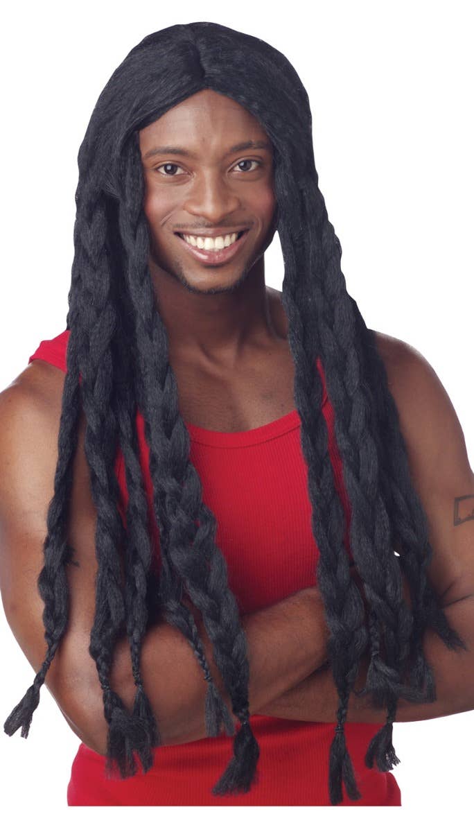 Men's Long Black Rasta Dreadlocks Costume Wig Accessory