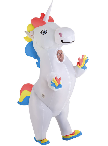 Rainbow White Giant Inflatable Unicorn Costume for Adults