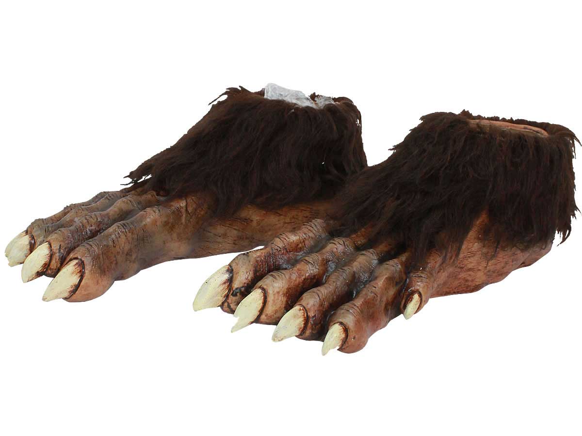 Brown Latex Werewolf Costume Shoe Covers with Faux Fur - Main Image