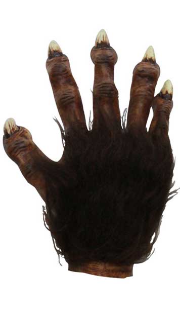 Brown Latex Werewolf Costume Gloves with Faux Fur - Alternate Image