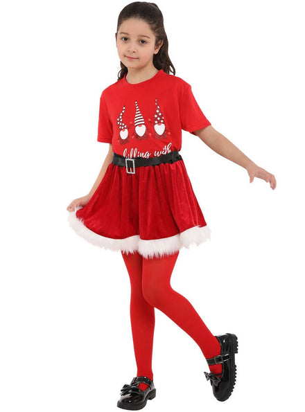 Image of Mrs Claus Girls Red Velvet Christmas Skirt