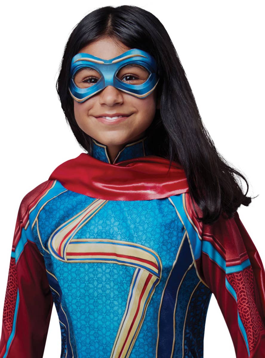 Image of Ms Marvel Girls Deluxe Superhero Dress Up Costume - Close Image 1