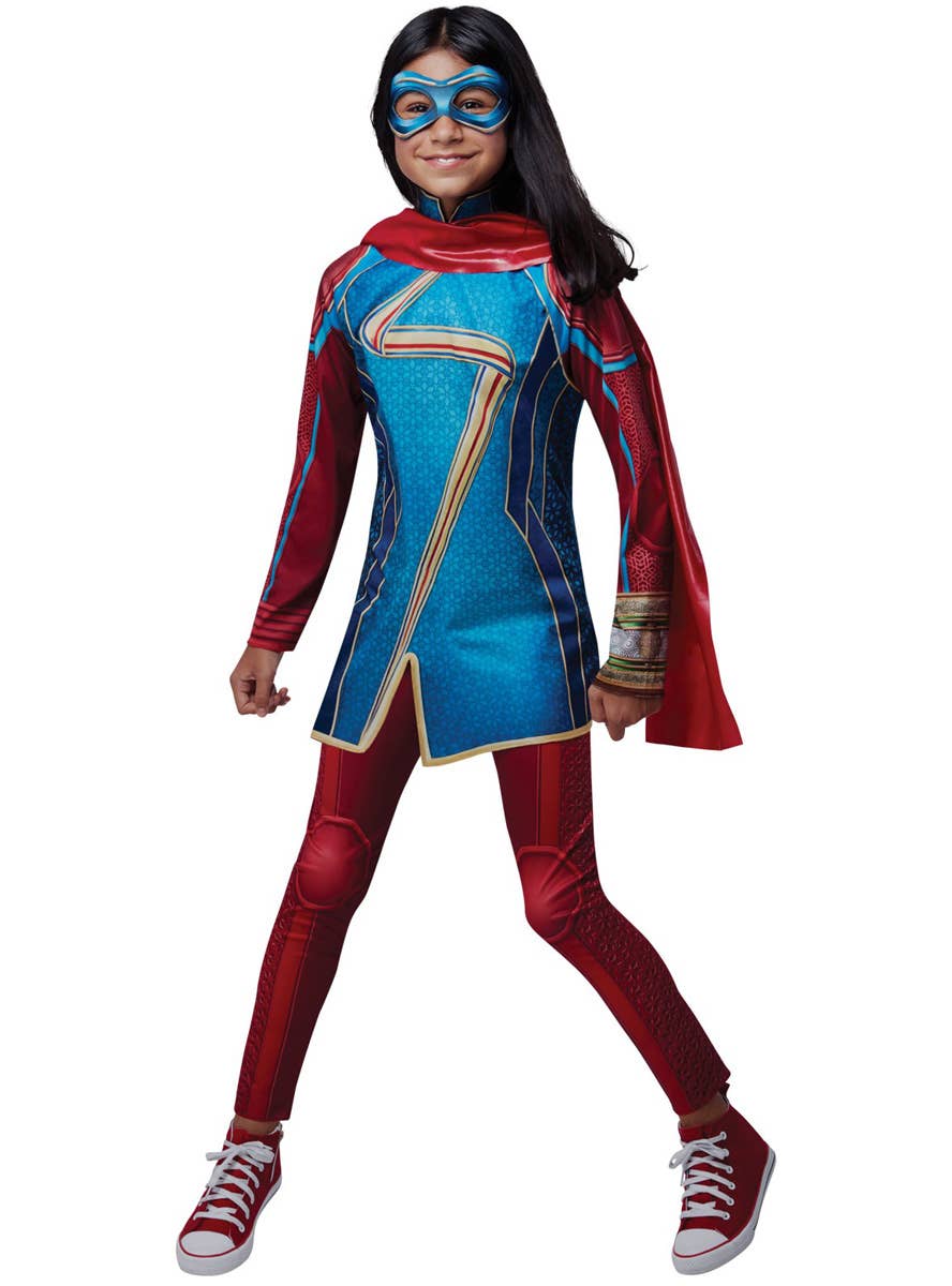 Image of Ms Marvel Girls Deluxe Superhero Dress Up Costume - Main Image