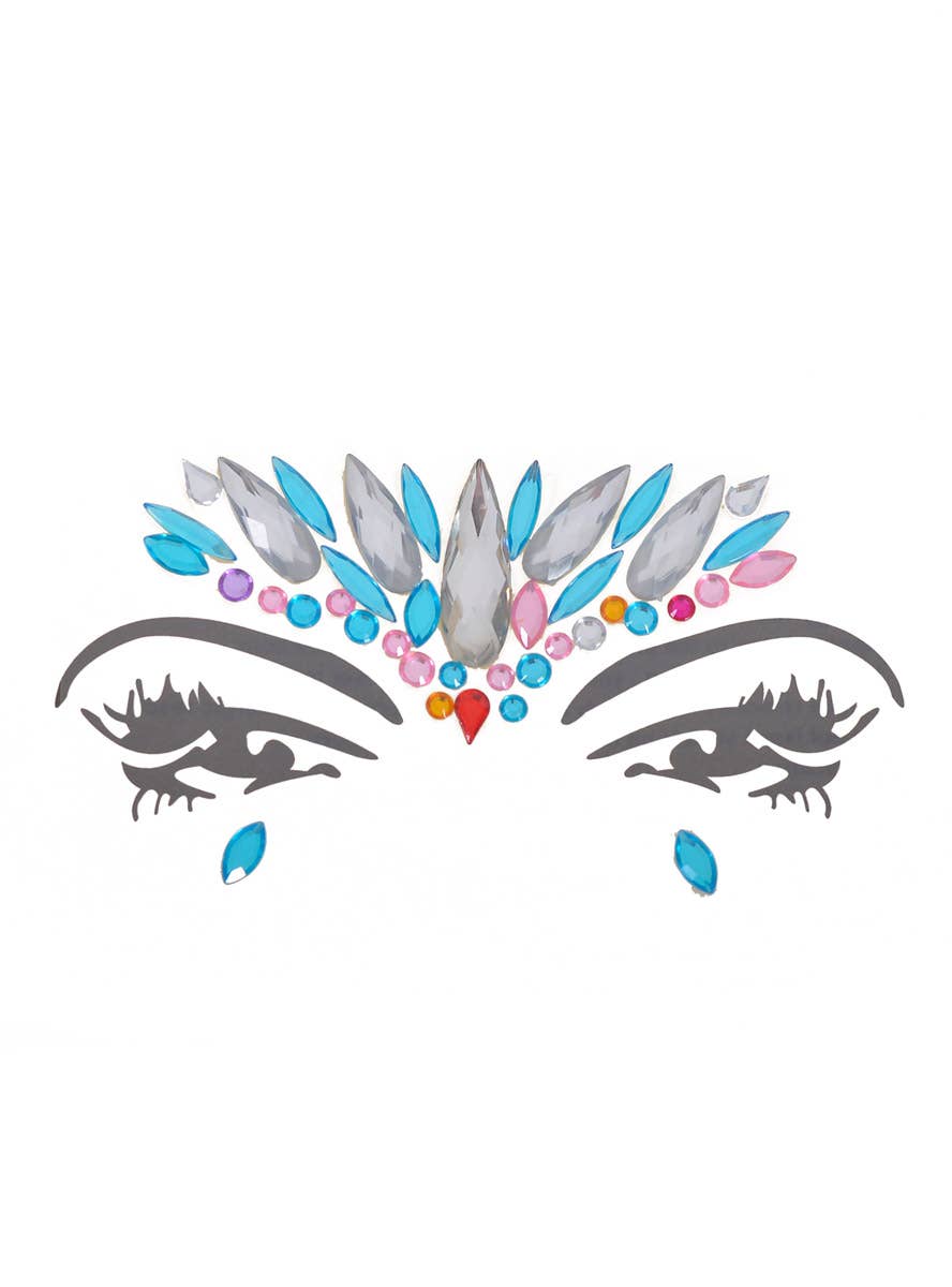 Image of Multi Colour Stick-On Diamante Festival Face Jewels