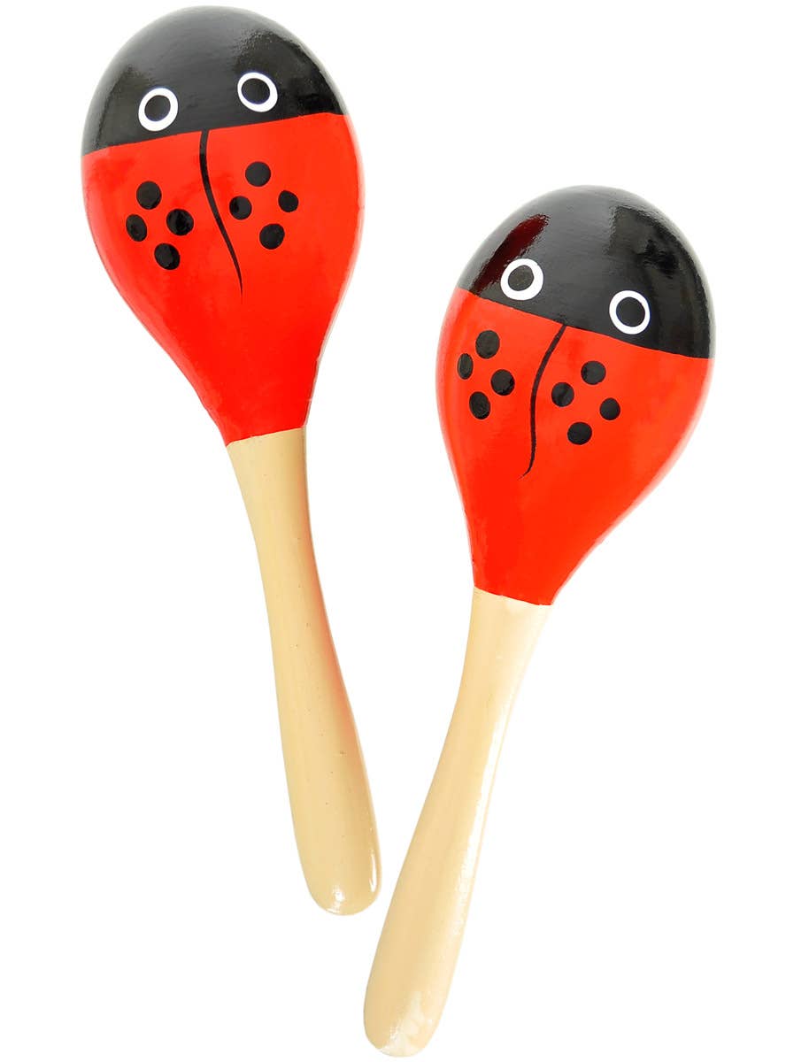 Image of Musical Ladybug Pattern Wooden Maracas