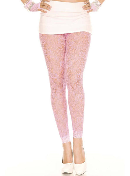 Pink Floral Lace Costume Leggings