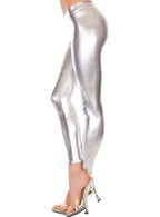 Metallic Silver Women's Footless Leggings