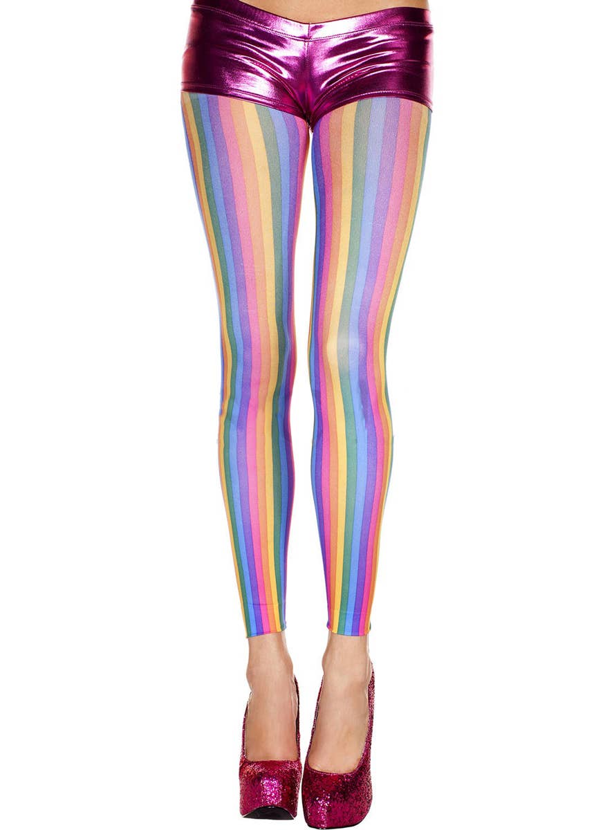 Vertical Stripe Rainbow Costume Leggings