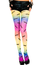 Full Length Women's Rainbow Moustache Print Stockings