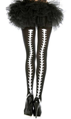 Women's Back Seam Vertebrae Halloween Stockings Main Image