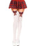 White Thigh High Stockings with Red Tartan Schoolgirl Bows