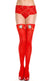 Women's Red Thigh High Stockings with Christmas Garlands and Bows