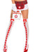 Naughty Nurse Women's Red and White Opaque Thigh High Stockings
