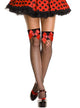 Black Thigh High Fishnet Women's Stockings with Red Satin Bows Main Image