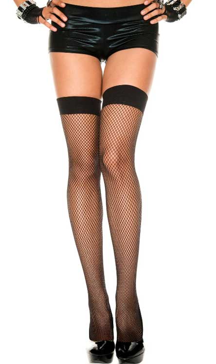 Black Thigh High Women's Fishnet Stockings