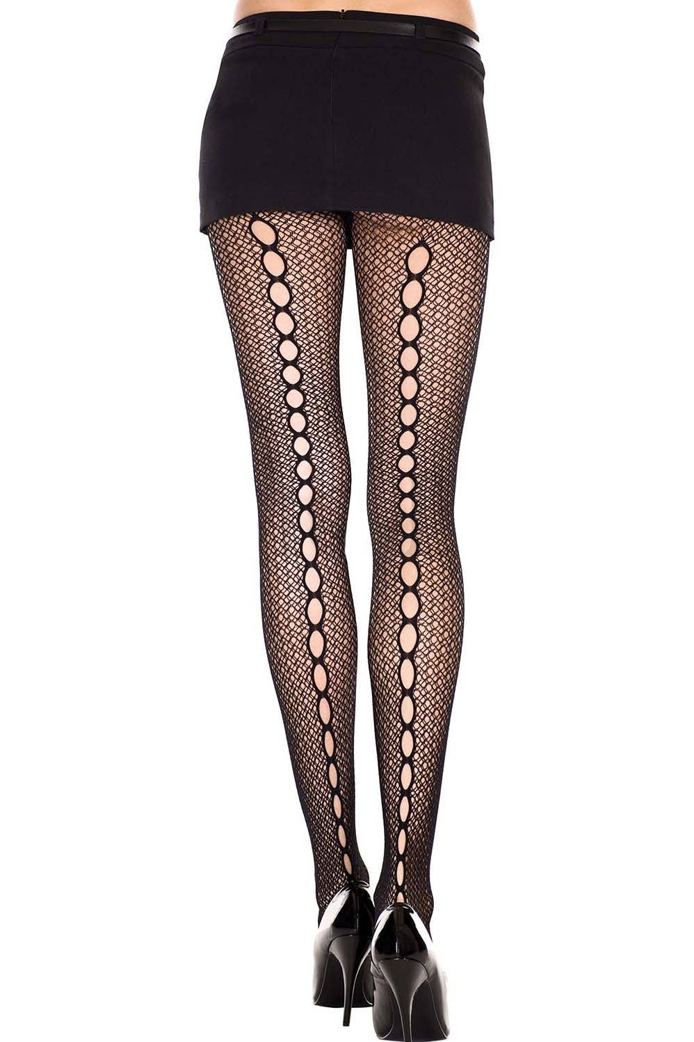 Keyhole Backseam Womens Fishnets | Crochet Net Stockings for Women