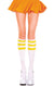 White Knee High Socks with Yellow Stripes Costume Accessory