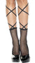 Womens Lace Up Black Fishnet Ankle High Socks - Main Image