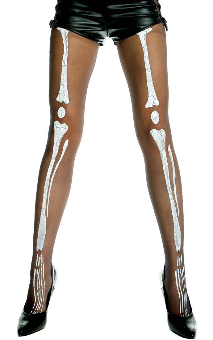 Sheer Skeleton Print Women's Sexy Halloween Stockings