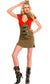 Khaki Green and Red Sexy Army Costume for Women - Front Image