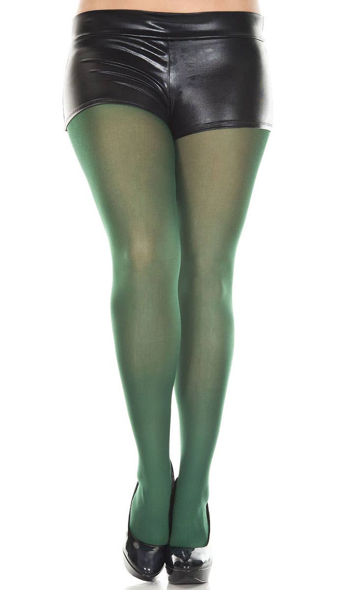 Dark Green Full Length Women's Plus Size Costume Stockings