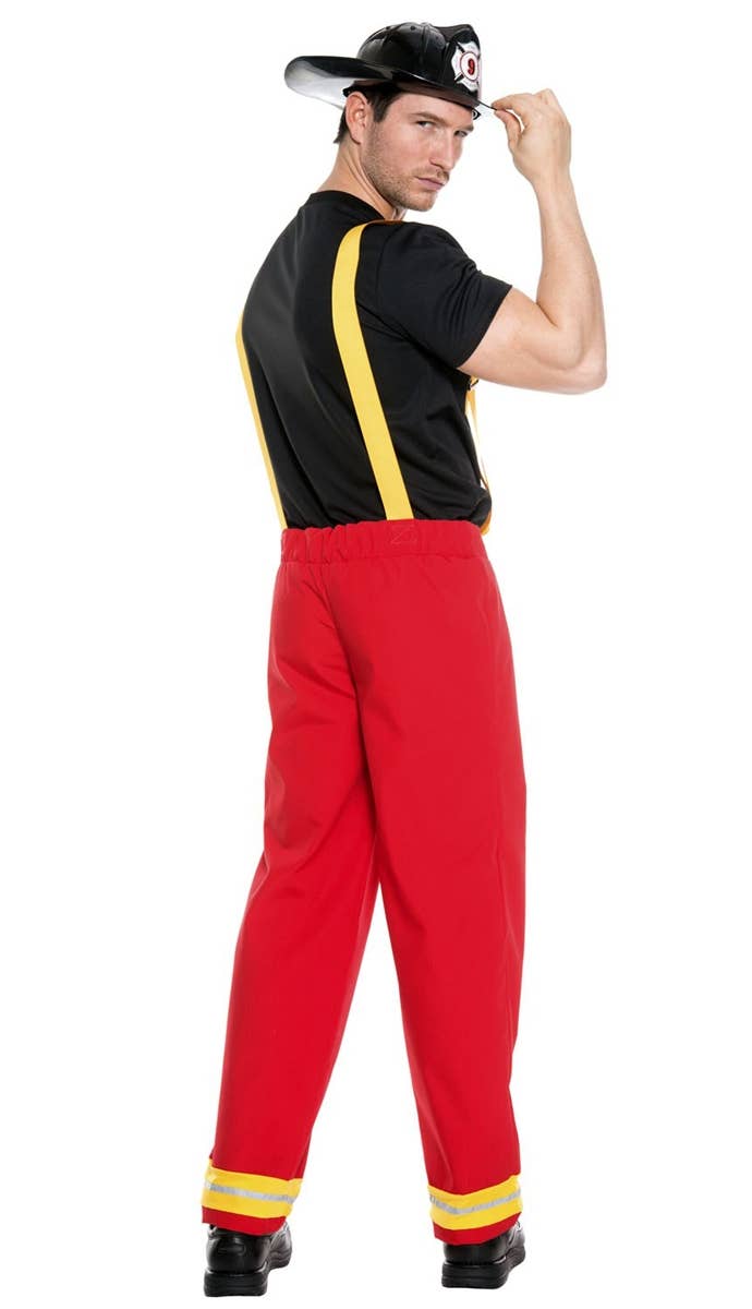 Deluxe Men's Red and Black Fireman Costume - Back Image