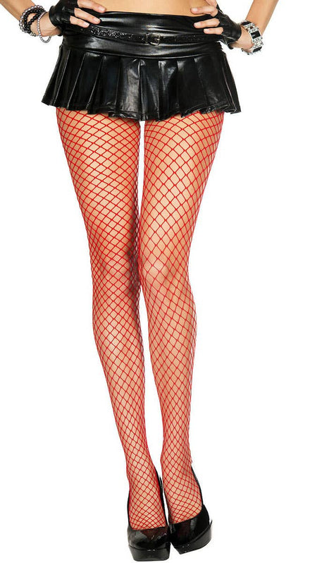 Seamless Red Diamond Net Costume Stockings