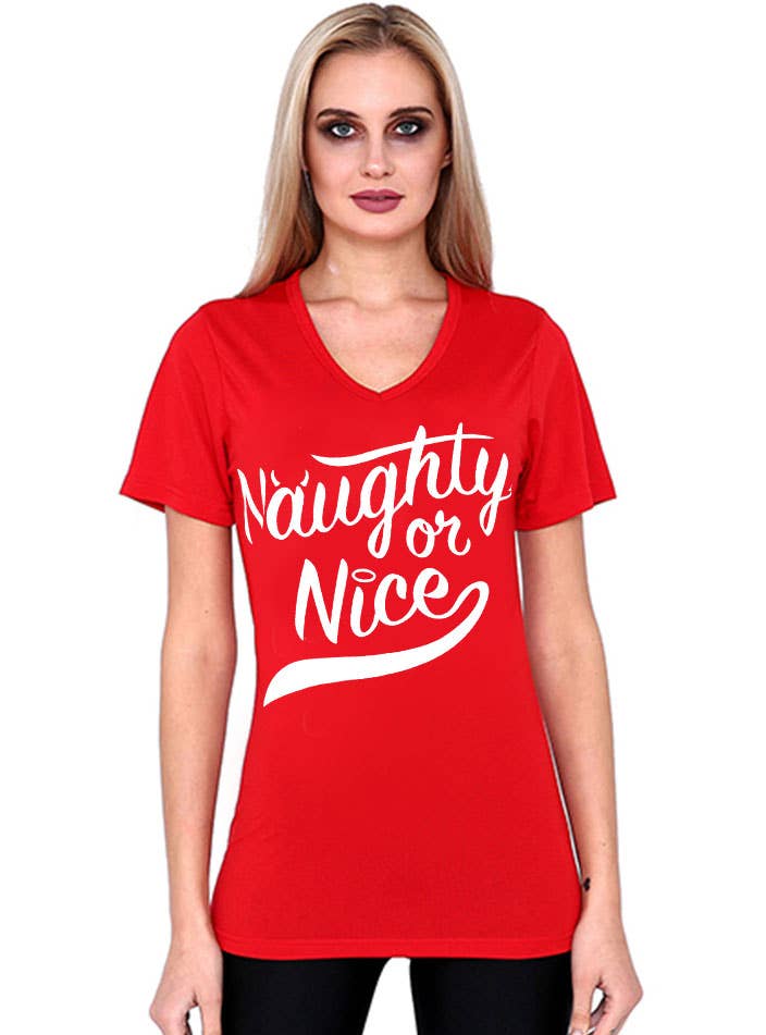 Image of Naughty or Nice Womens Funny Christmas Shirt
