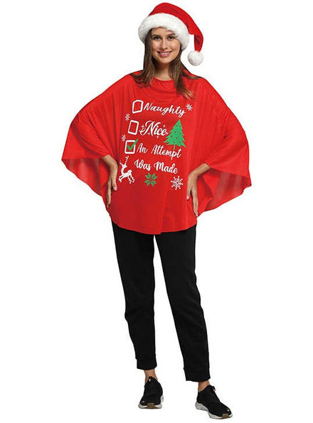 Image of Naughty or Nice Adults Christmas Poncho