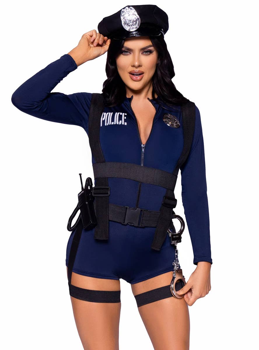 Image of Handcuff Hottie Women's Sexy Police Uniform Costume - Close Front View