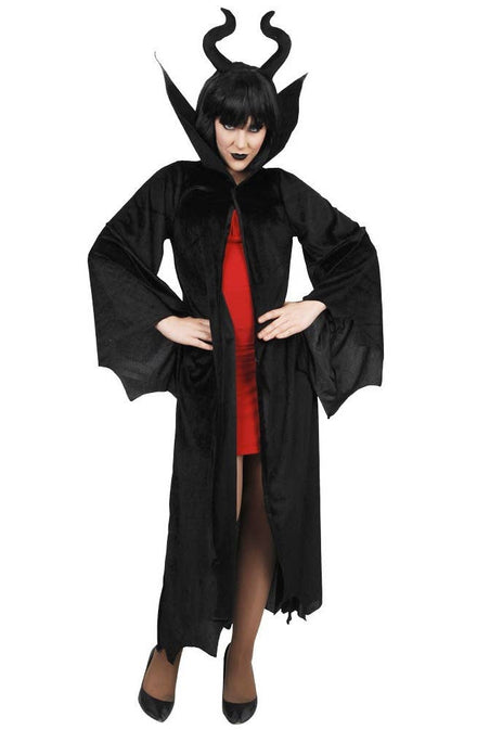 Women's Maleficent Black Velvet Cape and Horns on Headband