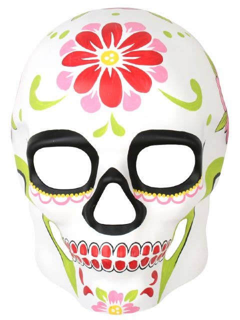 Adults White Floral Day Of The Dead Full Face Masquerade Mask