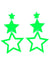 Image Of 80s Neon Green Dangling Star Costume Earrings - Main Image