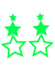 Image Of 80s Neon Green Dangling Star Costume Earrings - Main Image