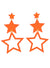 Image Of 80s Neon Orange Dangling Star Costume Earrings - Main Image