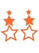 Image Of 80s Neon Orange Dangling Star Costume Earrings - Main Image