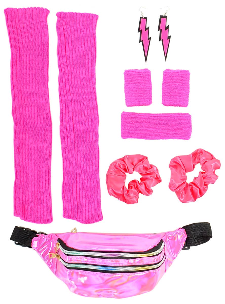 Image of 80s Workout Neon Pink 10 Piece Accessory Set