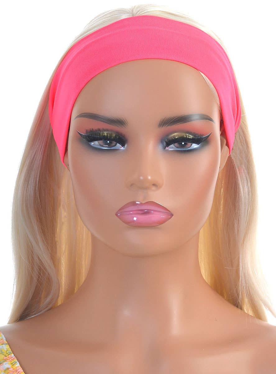 Image of Neon Pink 1980s Sweatband Costume Accessory