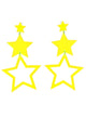 Image Of 80s Neon Yellow Dangling Star Costume Earrings - Main Image