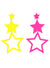 Image of Dangling 1980's Yellow and Pink Stars Costume Earrings