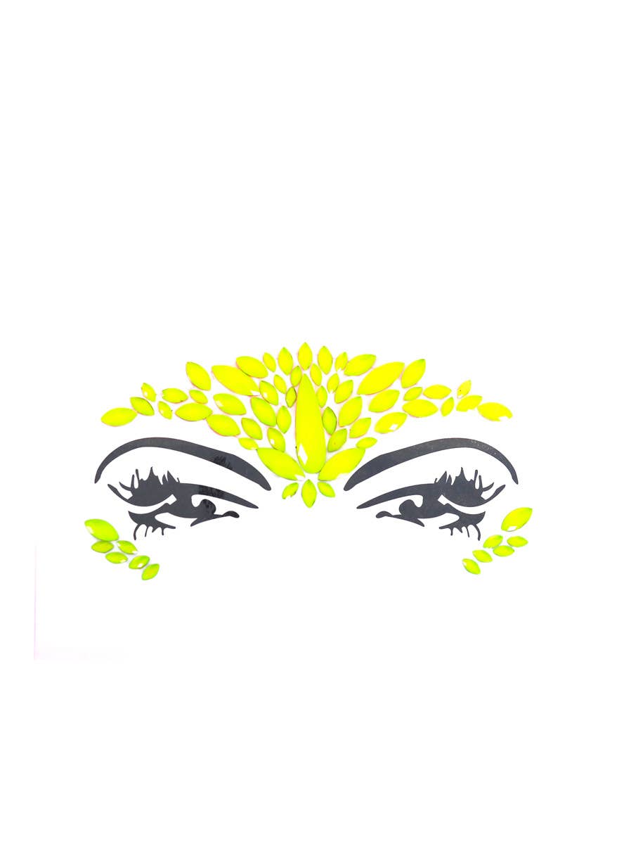 Image of Stick-On UV Reactive Neon Yellow Festival Face Jewels