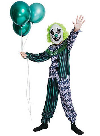 Image of Nightmare Green Clown Boy's Halloween Costume - Alternate Image