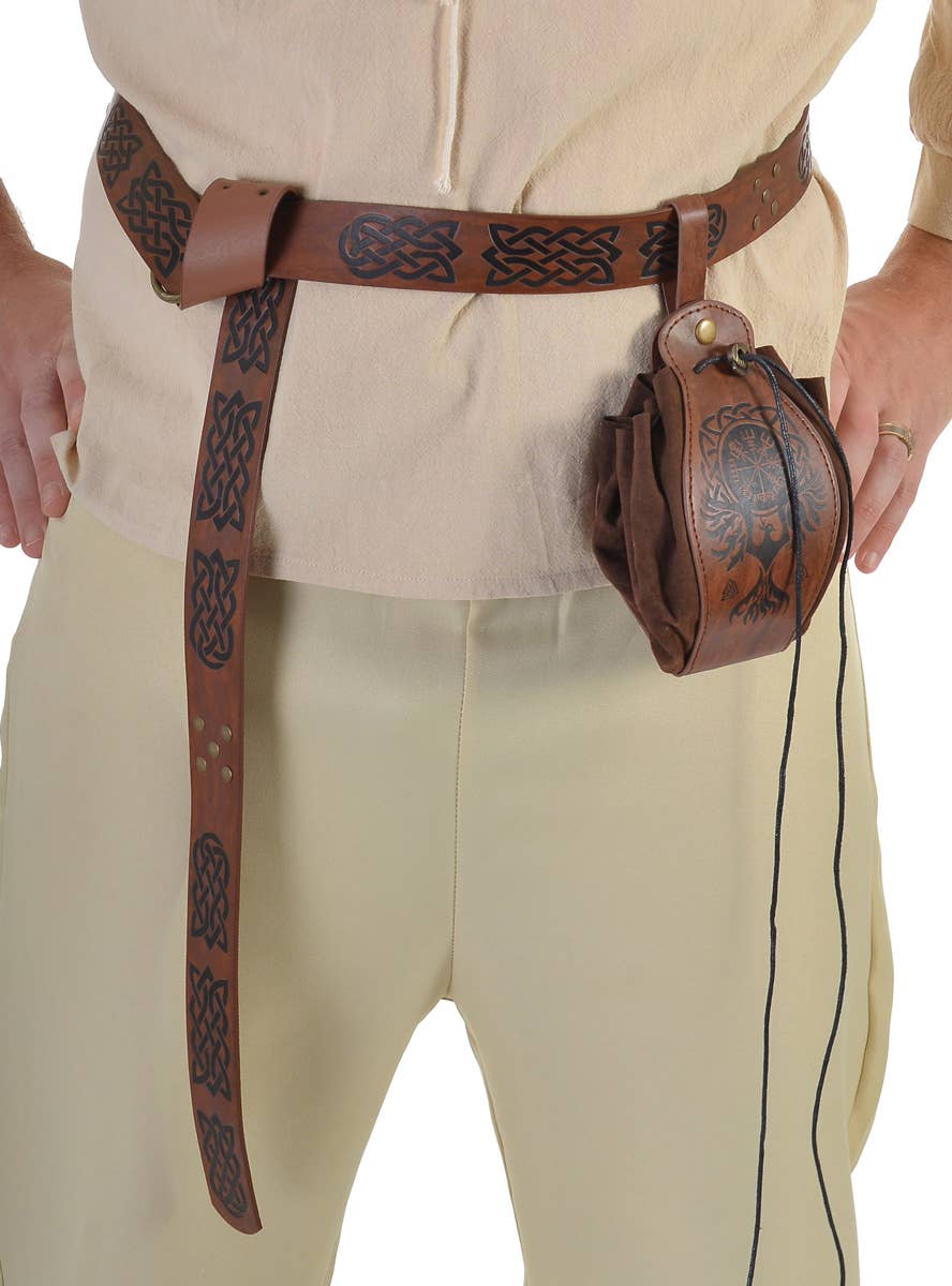 Image of Deluxe Vegvisir and Phoenix Viking Costume Belt Pouch - Alternate Image 1