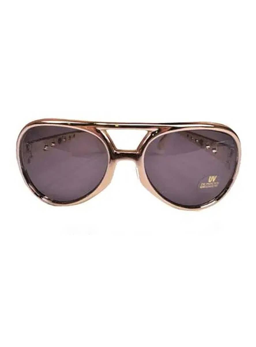 Novelty Gold Elvis Costume Glasses Main Image