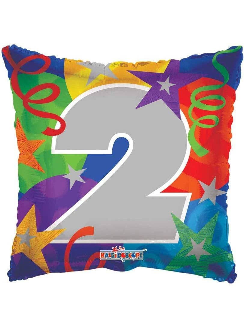 Image of Number 2 Multicolour 46cm Star Print Party Balloon
