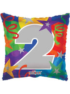 Image of Number 2 Multicolour 46cm Star Print Party Balloon