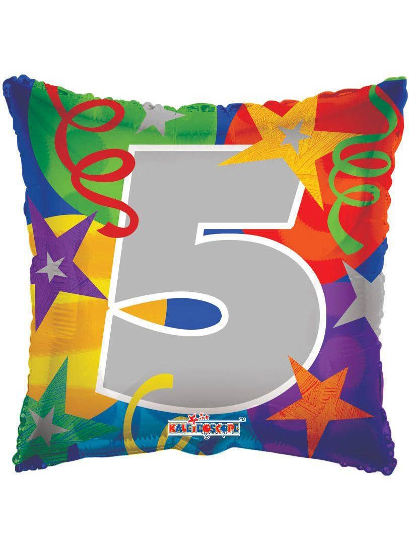 Image of Number 5 Multicolour 46cm Star Print Party Balloon