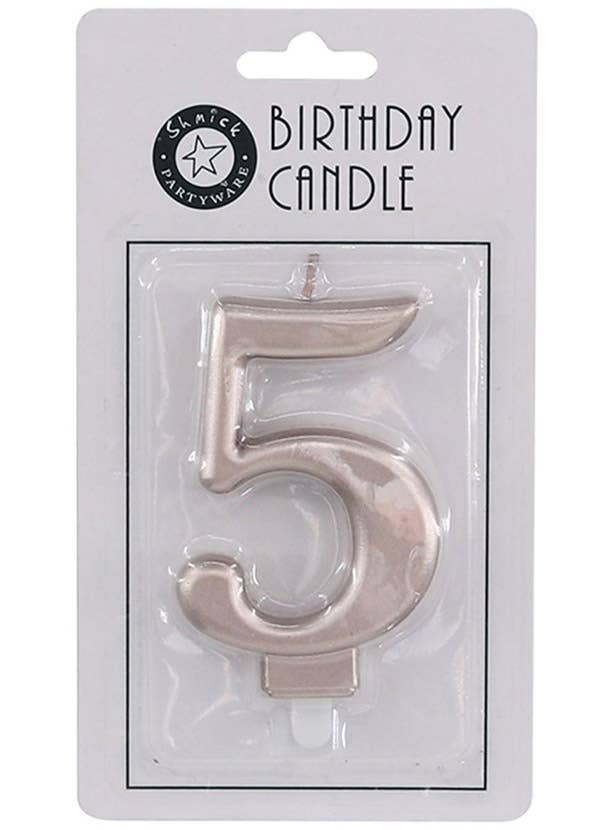 Image of Rose Gold 9cm Number 5 Birthday Candle